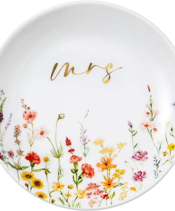 Crisky Mrs Jewelry Ring Dish for Bride Gfits, Bride to Be Wedding Engagement Gift Trinket Tray for Bridal Shower Bachelorette Wedding Party, Fiance Gifts for Women