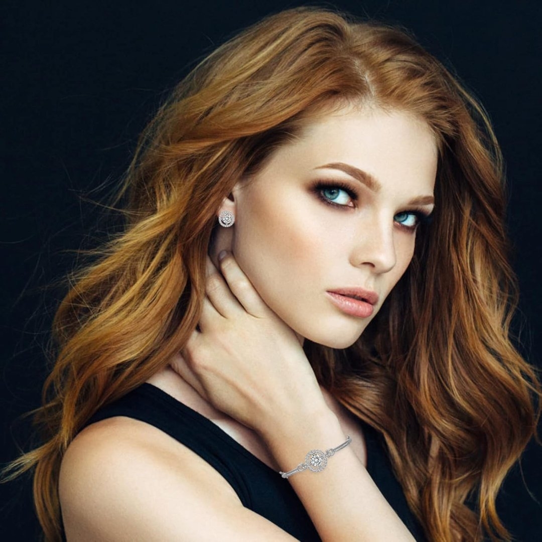 Crystal Jewelry Set for Women Cubic Zirconia CZ Jewellery Bridal Pendant Necklace Bracelet Earrings Set Wedding Jewelry Set