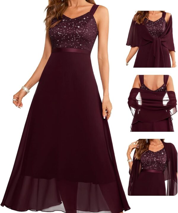 BeryLove Formal Wedding Guest Sequin Prom Dresses Cocktail Evening Lace Elegant Mother of The Bride Dress