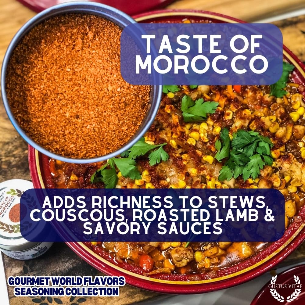 Gourmet World Flavors Seasoning Collection | Non GMO Verified | 6 Magnetic Tins | Spice Blends | Crafted in Small Batches by Gustus Vitae | #68