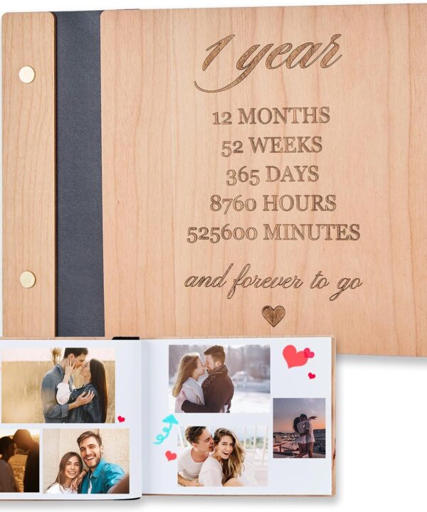 1 Year Anniversary Scrapbook, 1st Anniversary Paper Gift Photo Album for Boyfriend Girlfriend Her Him, One Year Wedding First Anniversaries Ideas Handmade DIY Memory Book for Couple Wife Husband
