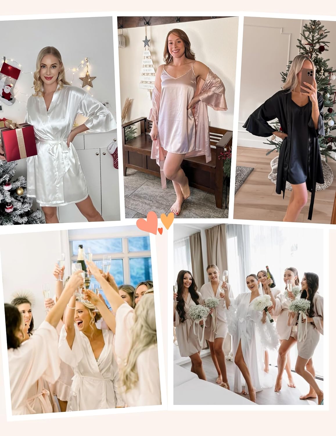 Ekouaer Womens Silk Robe Set V-neck 2 Piece Bridal Party Robes and Satin Bathrobe Set with Pockets