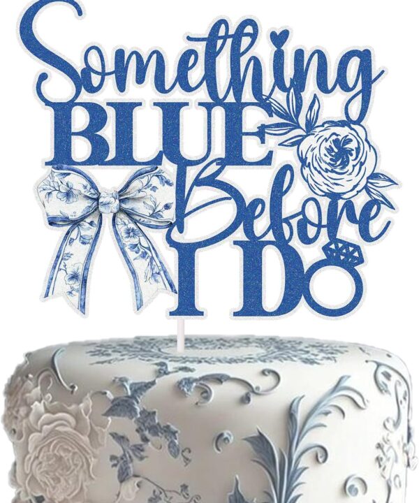Something Blue Before I Do Cake Topper Bridal Shower Bachelorette Decorations Wedding Engagement Party Decorations for Woman Girl