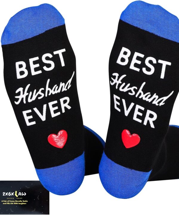 ZXGXLAW Christmas Gifts Idea for Best Husband Ever, Dad Men Funny Fathers Day Socks Birthday Valentines