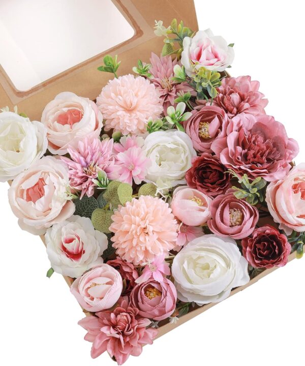 Artificial Flowers Combo, Fake Flowers for DIY Tables Centerpieces Baby Shower Bridal Shower Wedding Bouquet Arrangements Party Candle Holder Cake Decor Flower Home Decorations