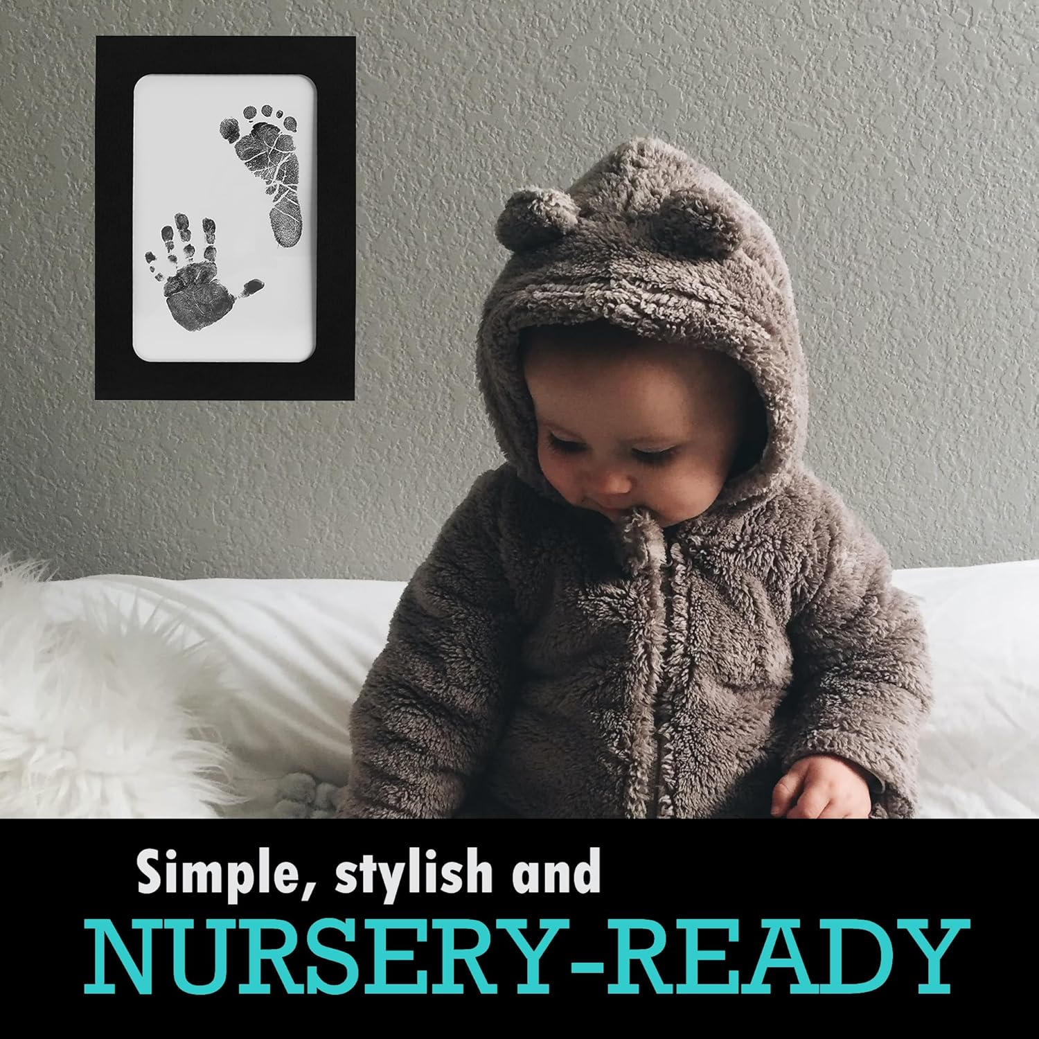 Baby Ink Hand & Footprint Kit | 2 Inkless Stamp Pads, 4 Art Cards, 3 Frames, Stickers & Magnets for Baby Shower, Registry, Newborn, New Mom Gifts