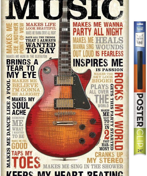 Trends International Music Inspires Me Wall Poster, 22.375" x 34", Premium Poster & Clip Bundle