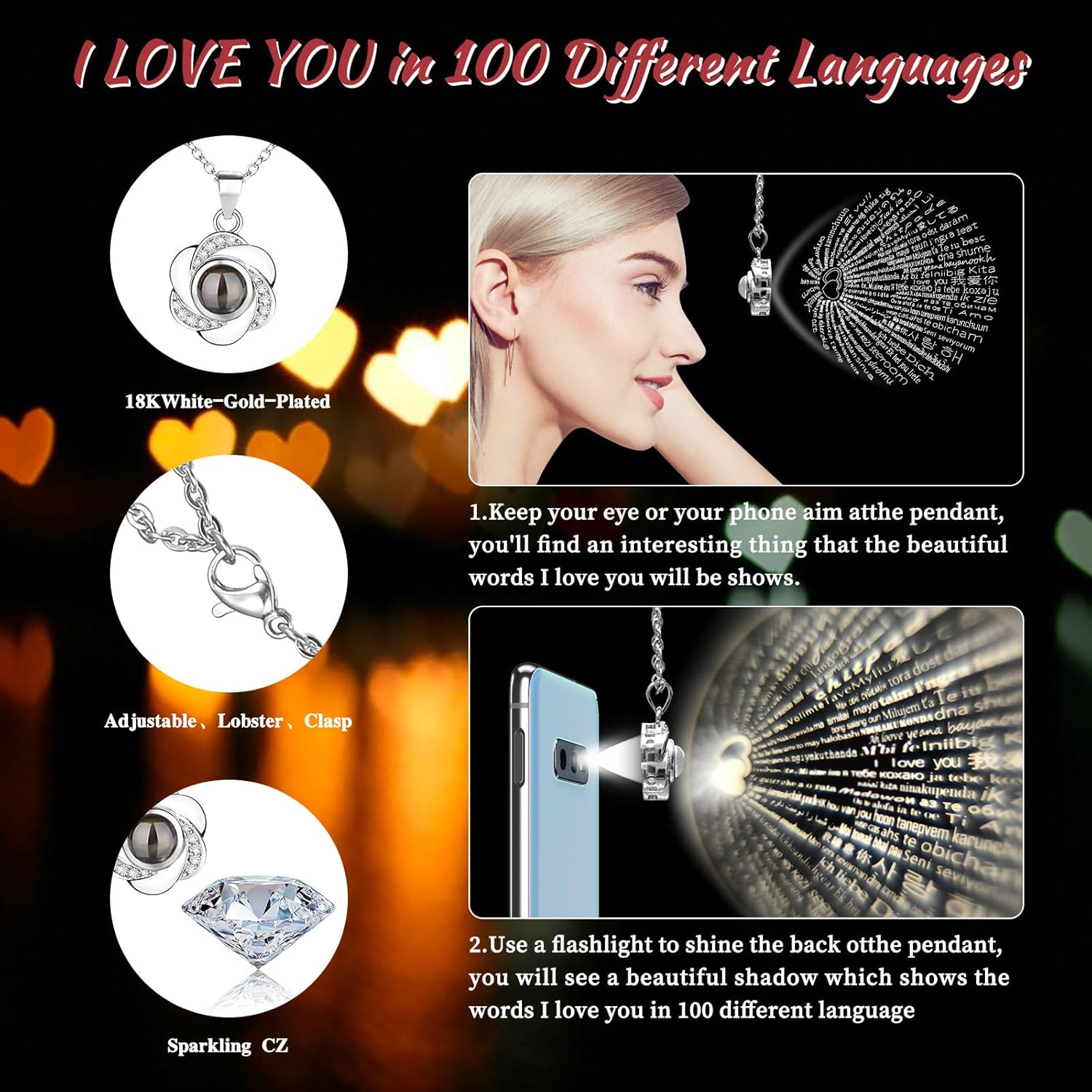 ENERLEAF Preserved Red Real Rose-Eternal Flowers Rose Gifts for Mom Grandma Wife Girlfriend on Mothers Day Birthday Valentines Christmas Anniversary Romantic Gifts for Her with I Love You Necklace