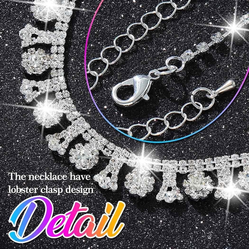 Nicute Crystal Wedding Jewelry Set Silver Necklace Earrings Rhinestone Wedding Jewelry Sets for Brides Bridesmaid