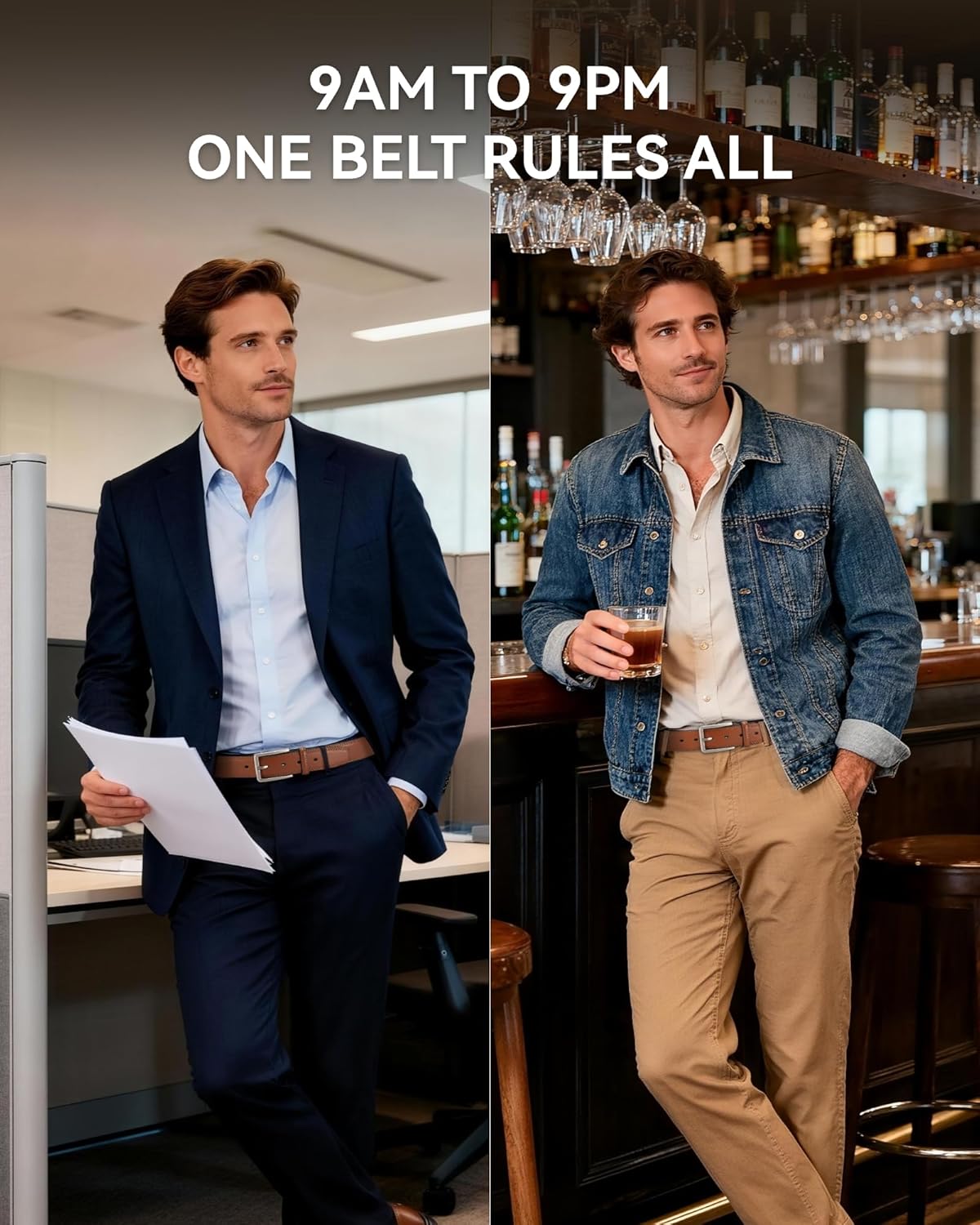 CHAOREN Mens Belt Leather – 1 3/8 Dress Belts for Men – Considerate Gift for Work Business Casual Jeans