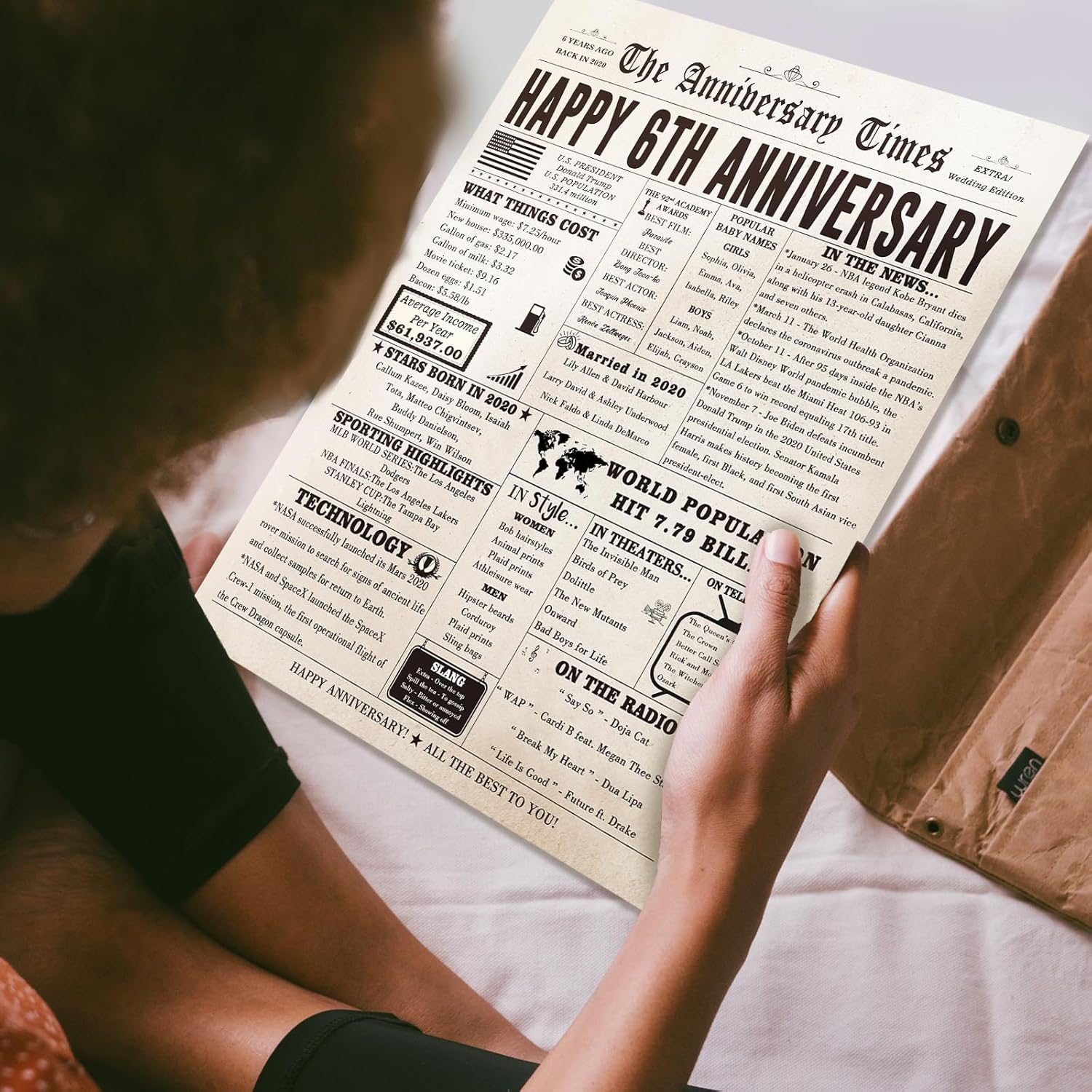 Jumbo 6th Anniversary Card for Him Her, Vintage 6 Years Wedding Anniversary Card Gifts for Husband Wife, Funny Iron Anniversary Pun Card for Women Men