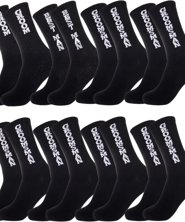 ZXGXLAW 8 Pairs Groom Groomsmen Gifts For Men Wedding Novelty Socks Funny Proposal Gifts Bestman