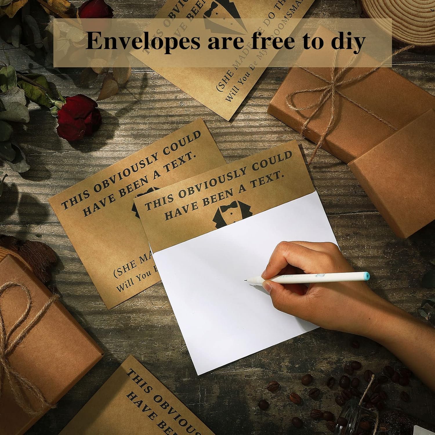 Teling 8 Pieces Groomsmen Proposal Gift Proposal Cards 7 Pieces Will You Be My Groomsman Funny Cards and 1 Will You Be My Best Man Card for Wedding Party Supplies(Khaki Background)