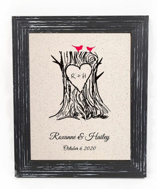 AlovelyDetail Personalized Second Wedding Anniversary 2nd Year Cotton Present for him or her, tree of life print for wife unique 2 years together