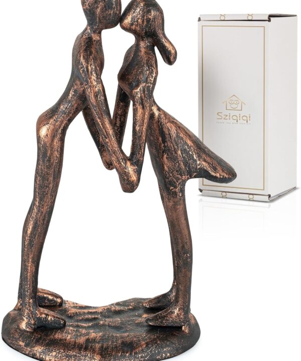 Sziqiqi 7th Anniversary Couple Gifts: 7 Year Anniversary Wedding Gifts for Him Her - Copper Gift for Husband Wife - Gift for Christmas Birthday Valentines Kissing Couple Figurines