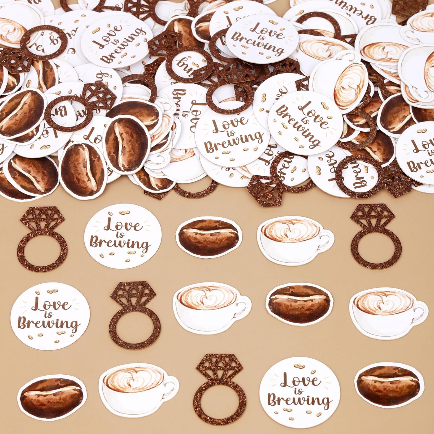 Coffee Bridal Shower Decorations – 200PCS Coffee Confetti, Love is Brewing Bridal Shower Decorations, Cafe Table Decorations for Love is Brewing Wedding Shower Engagement Party