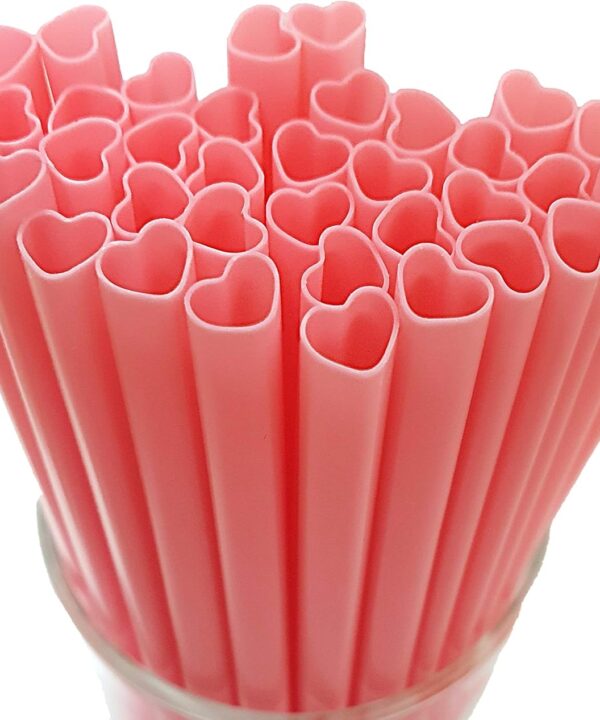 The best MOON 100pcs Heart Shaped Pink Straws Disposable Drinking Cute Straw Individually Wrapped Pink Plastic Straw Galentines Day, Cocktail, Birthday Party, Bridal Shower, Wedding Decorations