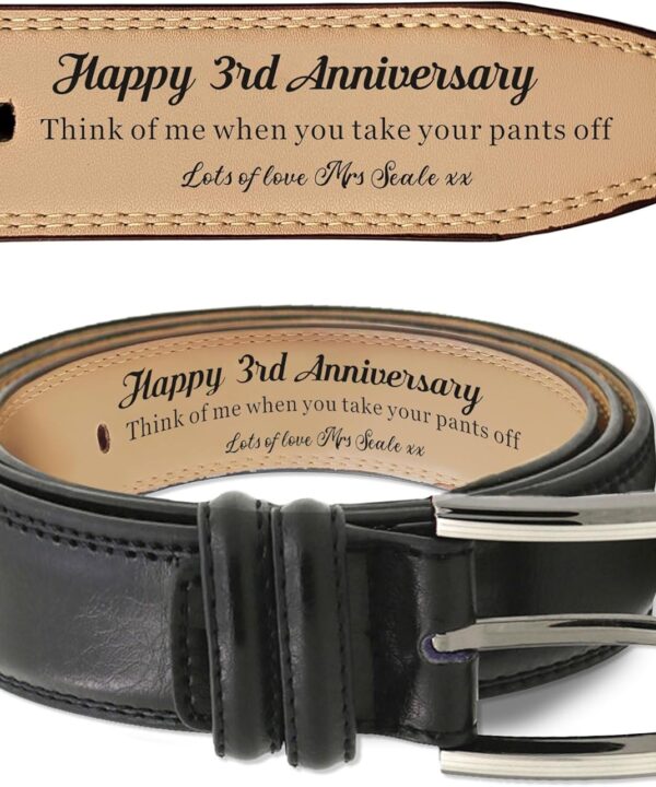 EDSG Personalized Leather Belt for Men Personalized Mens Belt Custom Engraved Leather Belt Gifts for Wedding Anniversary