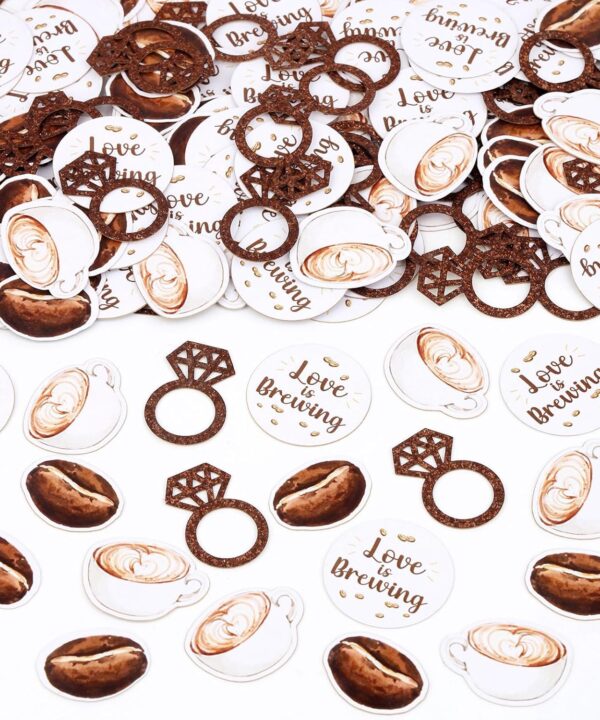 Coffee Bridal Shower Decorations - 200PCS Coffee Confetti, Love is Brewing Bridal Shower Decorations, Cafe Table Decorations for Love is Brewing Wedding Shower Engagement Party