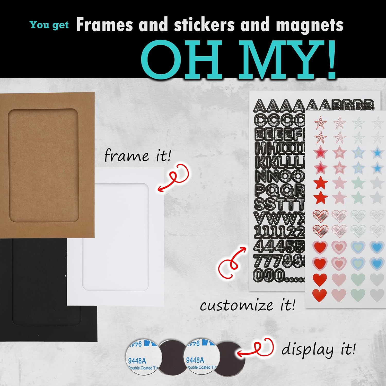 Baby Ink Hand & Footprint Kit | 2 Inkless Stamp Pads, 4 Art Cards, 3 Frames, Stickers & Magnets for Baby Shower, Registry, Newborn, New Mom Gifts