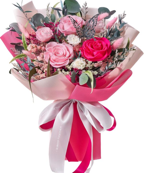 Polylove Flowers for Delivery Prime Forever Flowers Bouquet Preserved Roses Bouquet Flower Gift for Women Wife Mother Day Graduation Birthday (Hot Pink, Medium)