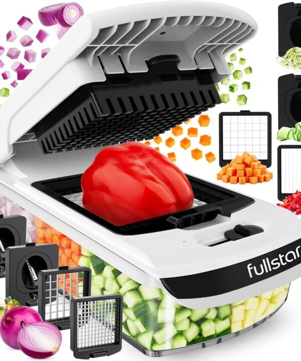 Fullstar The Original Pro Chopper - Vegetable Chopper and Spiralizer, Food Chopper with Container, Fruit Slicer, Kitchen Gadgets & Gifts, Home Essentials (4 in 1, White)