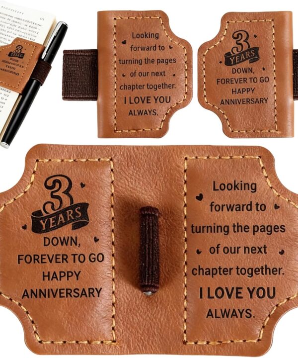 Leather Bookmark 3rd Year Anniversary Wedding Gifts for Him Her, Book Lover Gifts for Women Men, 3 Year Leather Gifts for Husband Wife, 3rd Anniversary Valentines Day Gifts for Him Her Wife Husband