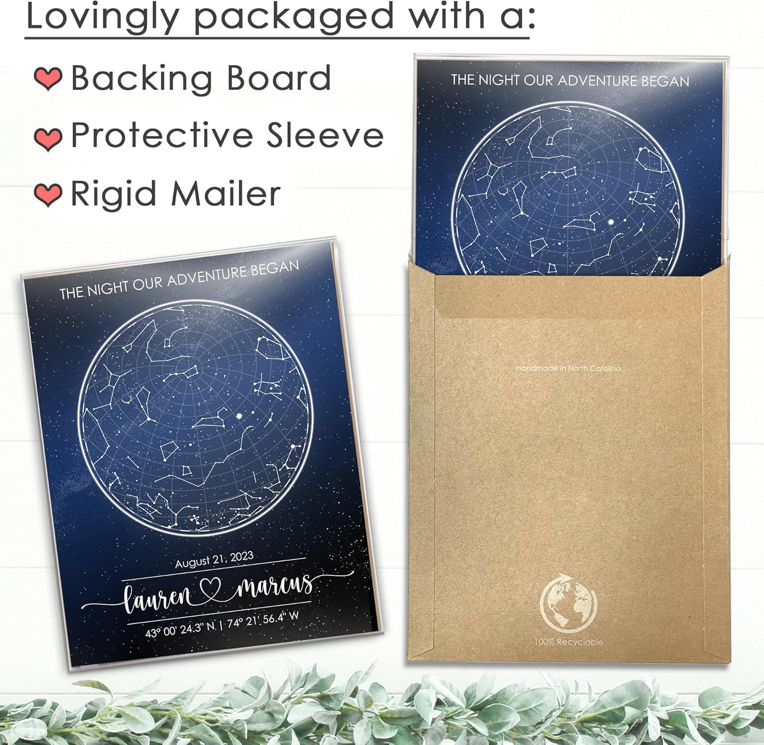 Custom Star Map – Fully Personalized (Your Details, Size, Color, Framing) | Romantic Gifts for Her | Gifts for Husband | Paper Anniversary Art Print | Great Gift for Special Ocassions (e.g. Wedding, Valentines Day, Birthday, etc)