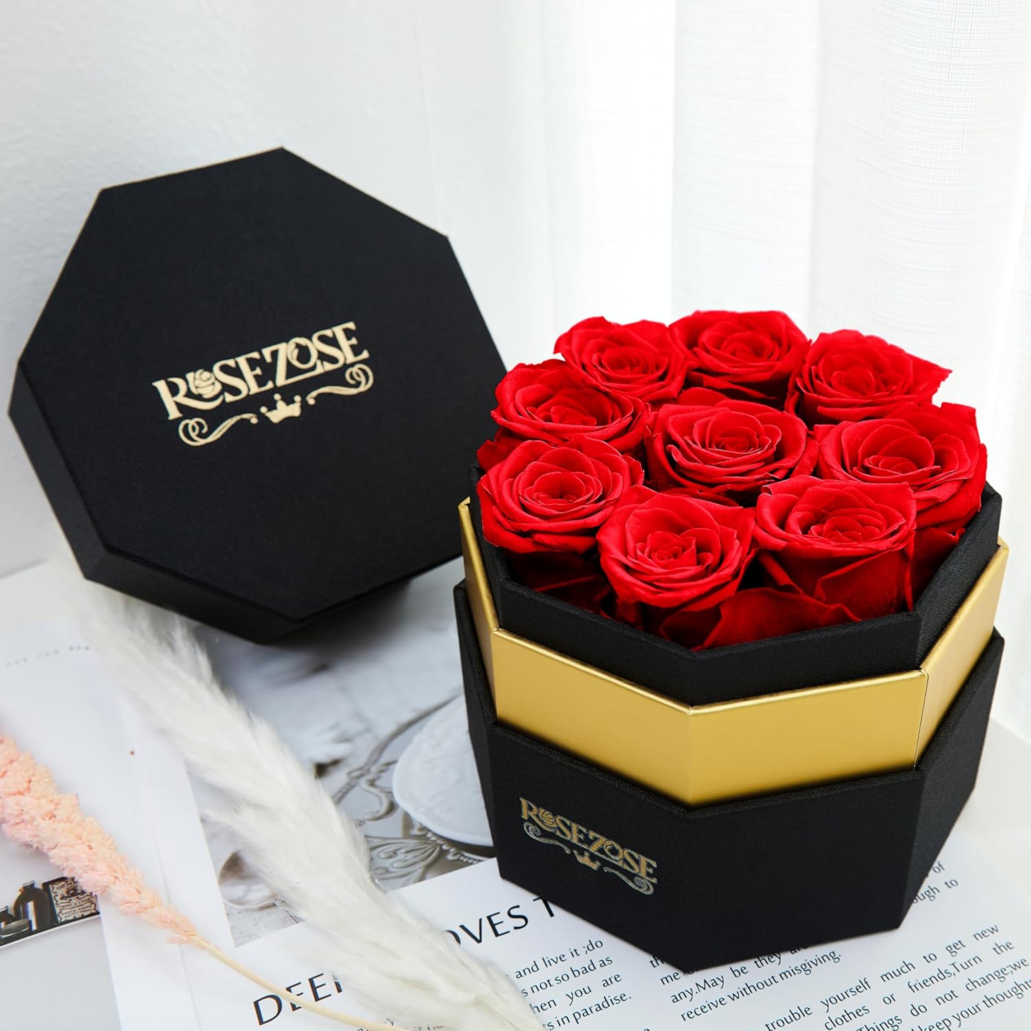 RoseZose Preserved Rose Box Birthday for Women Girlfriend Forever-Rose for Mom Mothers Day Red Rose