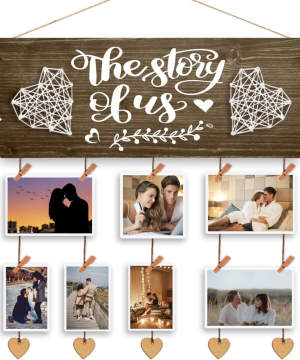 Yudarte Bridal Shower Gift for Bride - Wedding Engagement Gifts for Women Bride to Be - New Couples Picture Hanging Board with Clips and Twine