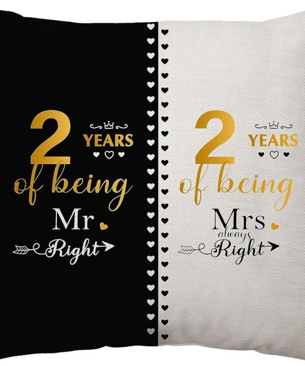 2 Years of Marriage Gifts for Husband Wife Best Wedding Gifts for Couples Unique Mr and Mrs Pillow Case 2nd Anniversary Wedding Gift Marriage Keepsake Decoration (2nd)