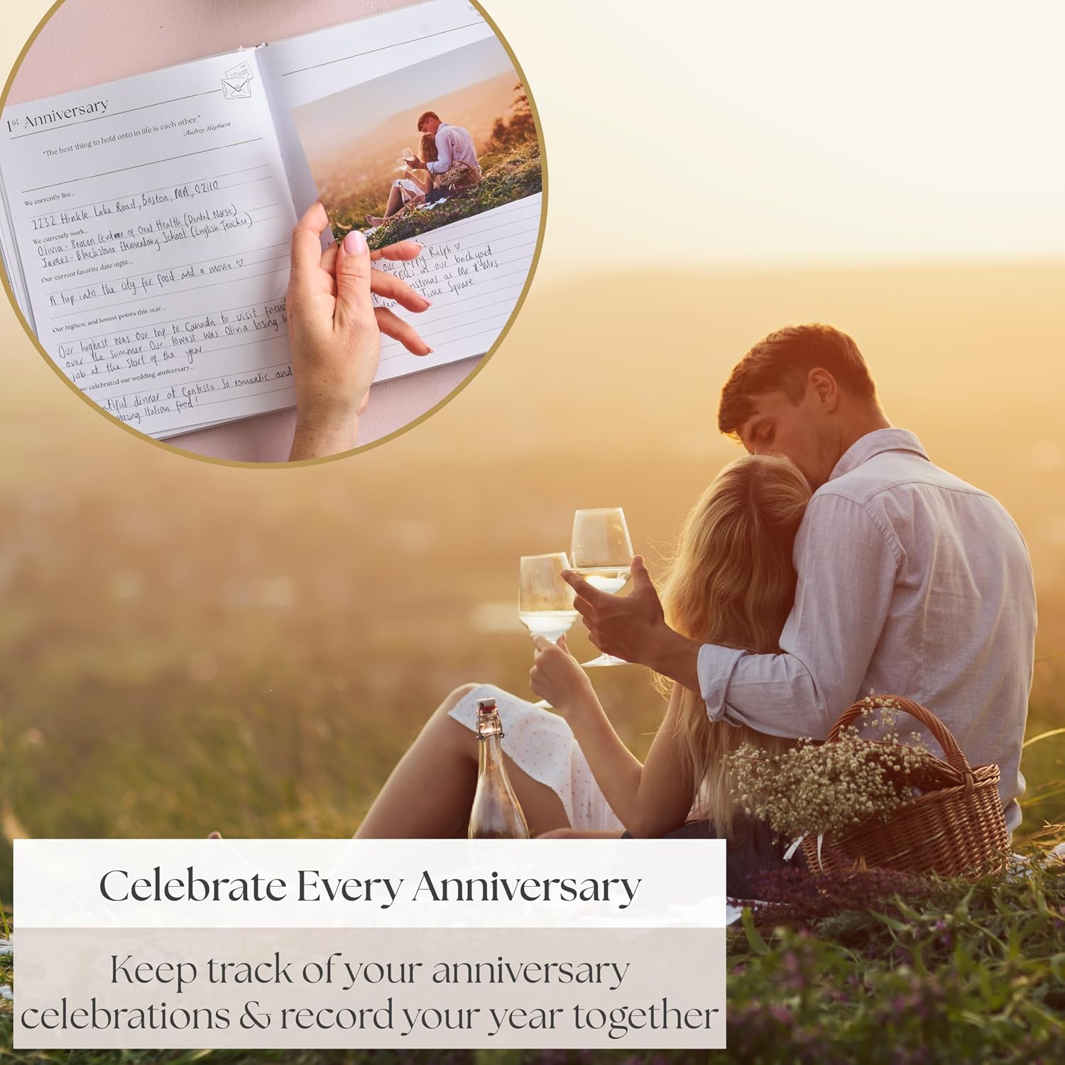 Couples Anniversary Journal 1st to 75th Year Scrapbook & Keepsake Album | Paper Gift for Husband or Wife | Relationship Memory Book (Grey)