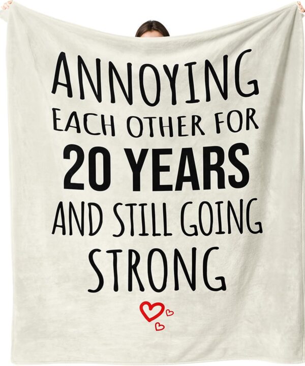 20th Anniversary Blanket Gifts for Him Her, 20th Anniversary Wedding Gifts for Couple, 20 Year Anniversary Wedding Gifts for Wife Husband, 20th Anniversary Decorations Throw Blanket 60"X50"