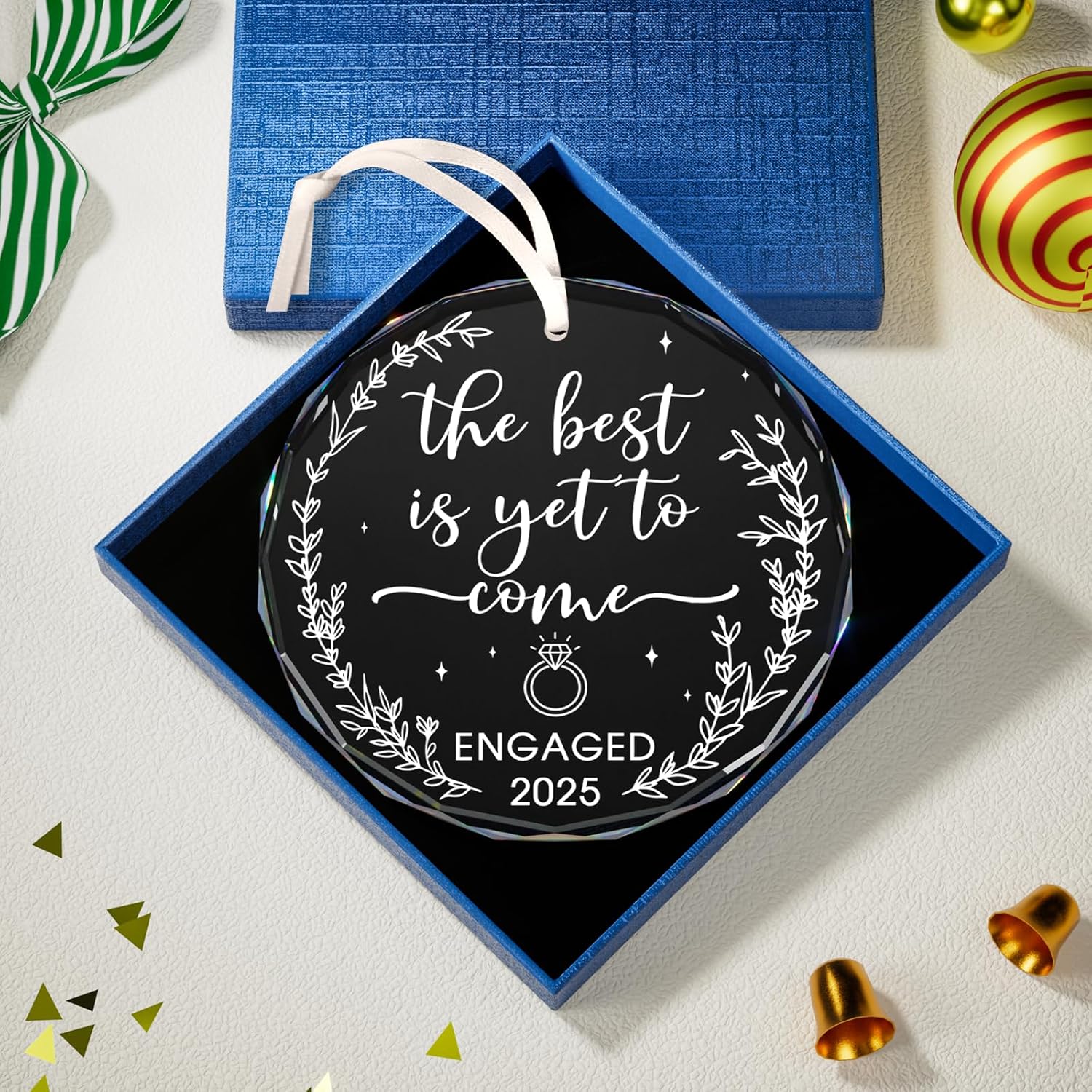 Engagement Gift for Couples 2025, Just Engaged Ornament, The Best is Yet to Come – Engaged 2025, Wedding Bridal Shower Gifts, Just Married Gifts for Newlywed Couple, Bride, Women, Her