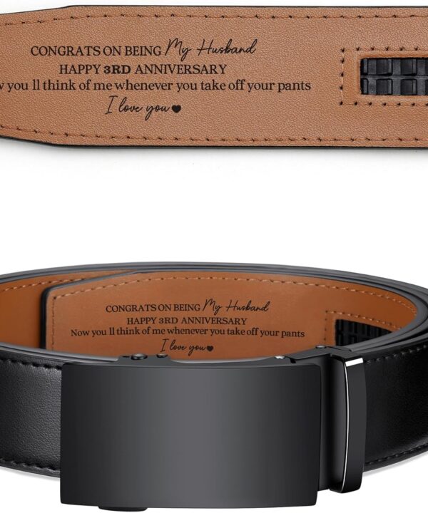 IUZOE Personalized Leather Belt for Men Anniversary, Gift for Husband Boyfriend Son, Custom Gift for Men