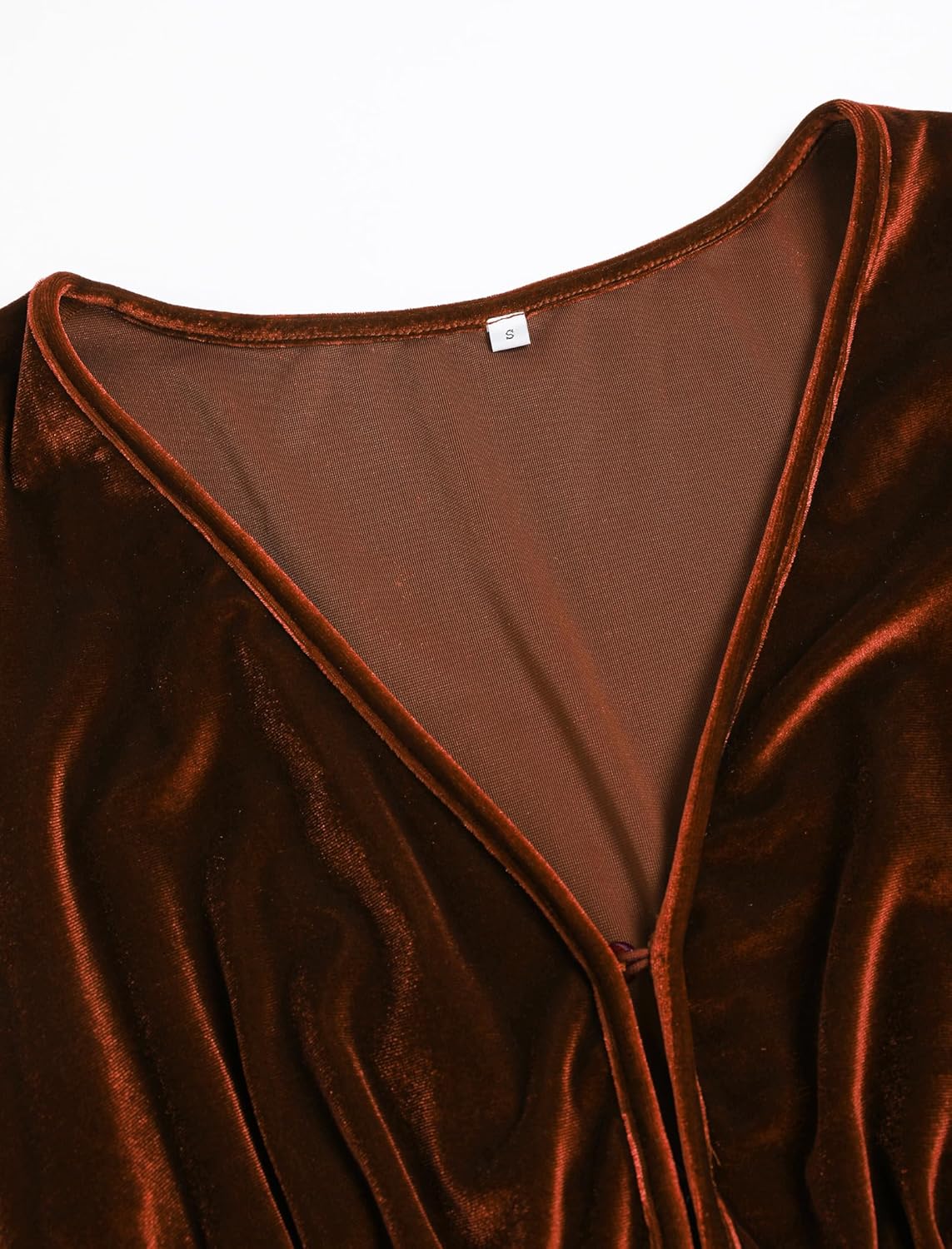 ZAFUL Womens Long Sleeve Velvet Dress 2025 Fall V Neck Holiday Cocktail Party Semi Formal Midi Dresses for Wedding Guest