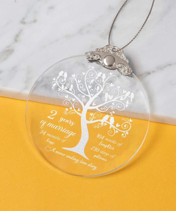 2nd Wedding, 2nd Anniversary Wedding Ornament, 2 Years As Mr. & Mrs. Christmas Glass Ornament Gift for Husband Wife Married Parents Grandparents Friends 3"