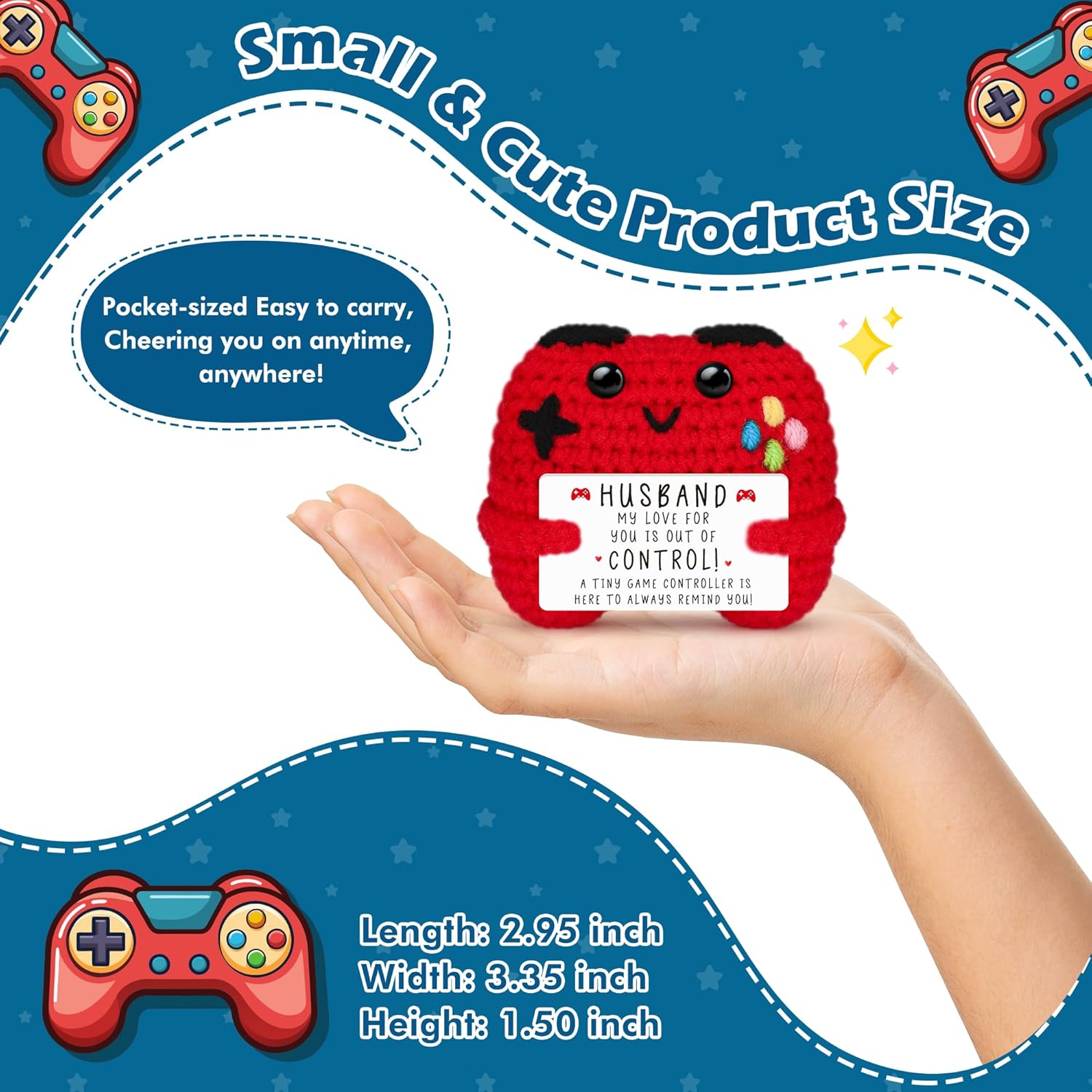 Busy Gaming Life Crochet Game Controller Husband Gift for Christmas Fathers Day Birthday, Best Husband Ever Gifts for Wedding Anniversary from Wife, Christmas Stocking Stuffers