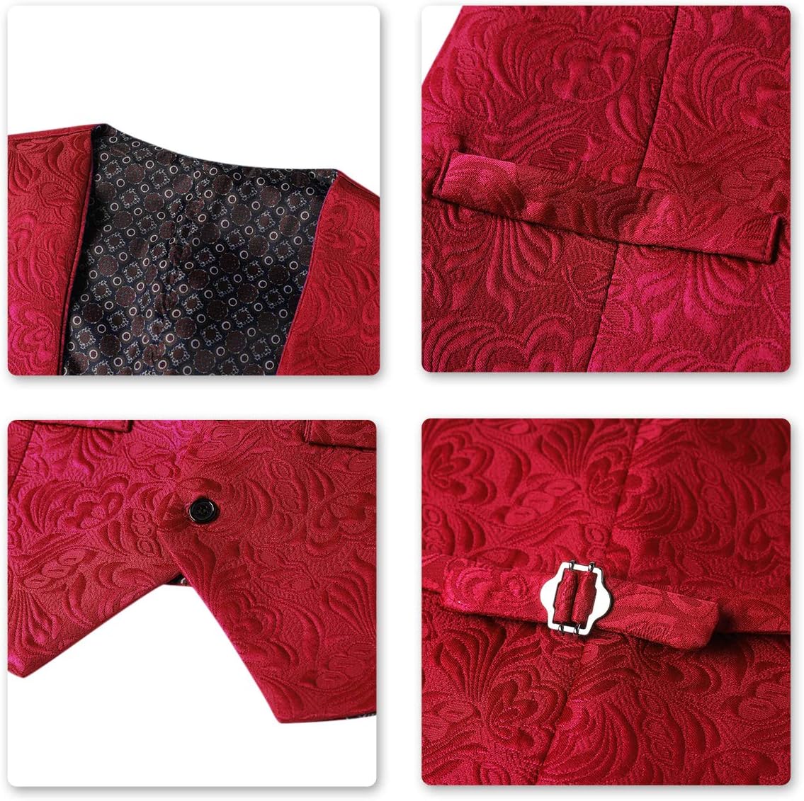 YFFUSHI Mens 3 Piece Suit Slim Fit Jacquard Tuxedo 1 Button Shawl Collar Blazer Vest & Pants for Wedding Formal Prom