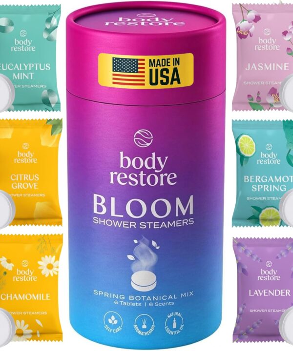 Body Restore Shower Steamers Aromatherapy 6 Pack  Valentines Day Gifts for Her and Him, Birthday Gifts for Women and Men, Relaxation, Stress Relief, Self Care  Bloom