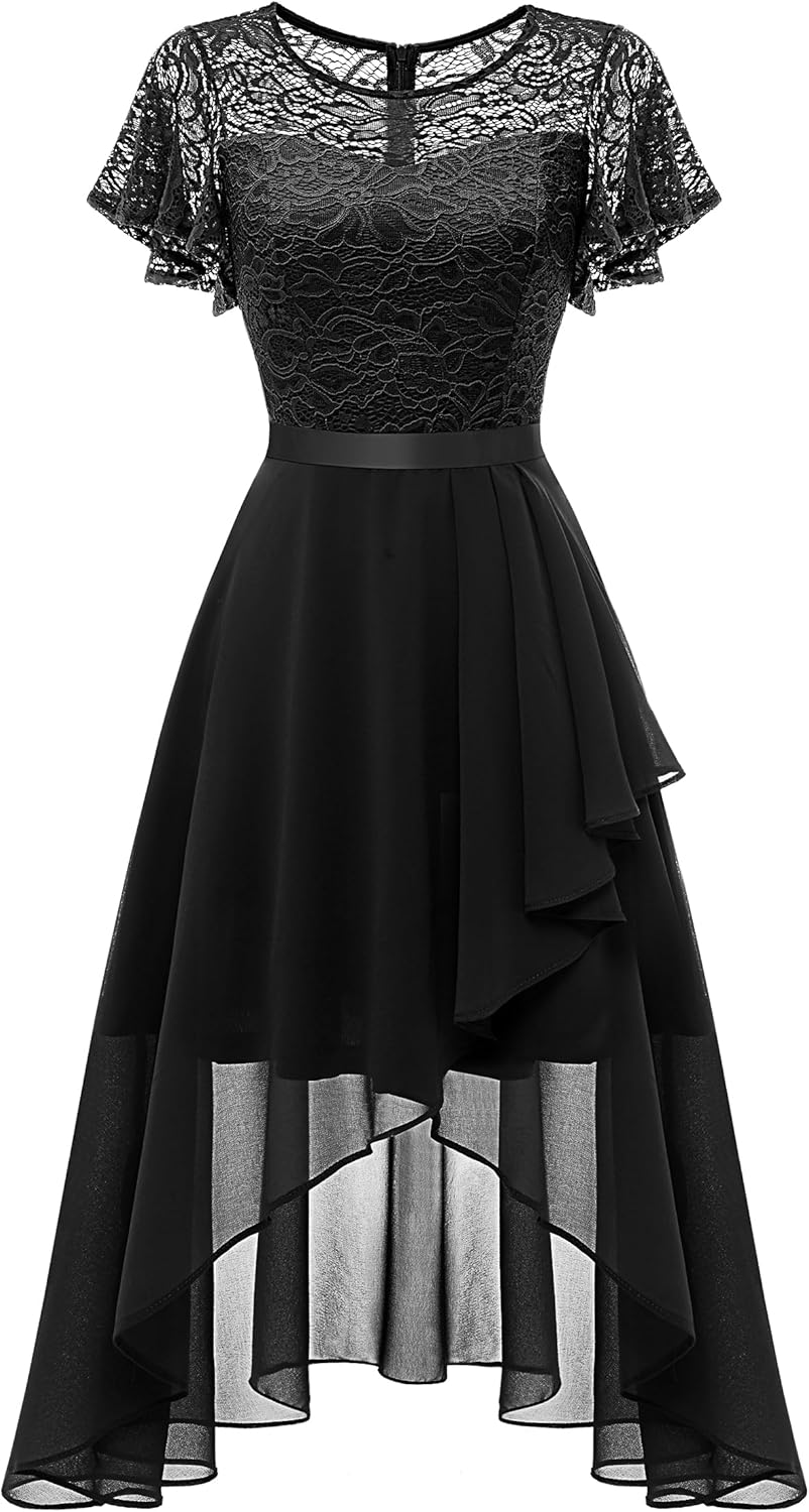 Wedtrend Women's Formal Wedding Guest Dress Ruffle Bridesmaid Dress Flutter Sleeve Prom Dresses for Teens
