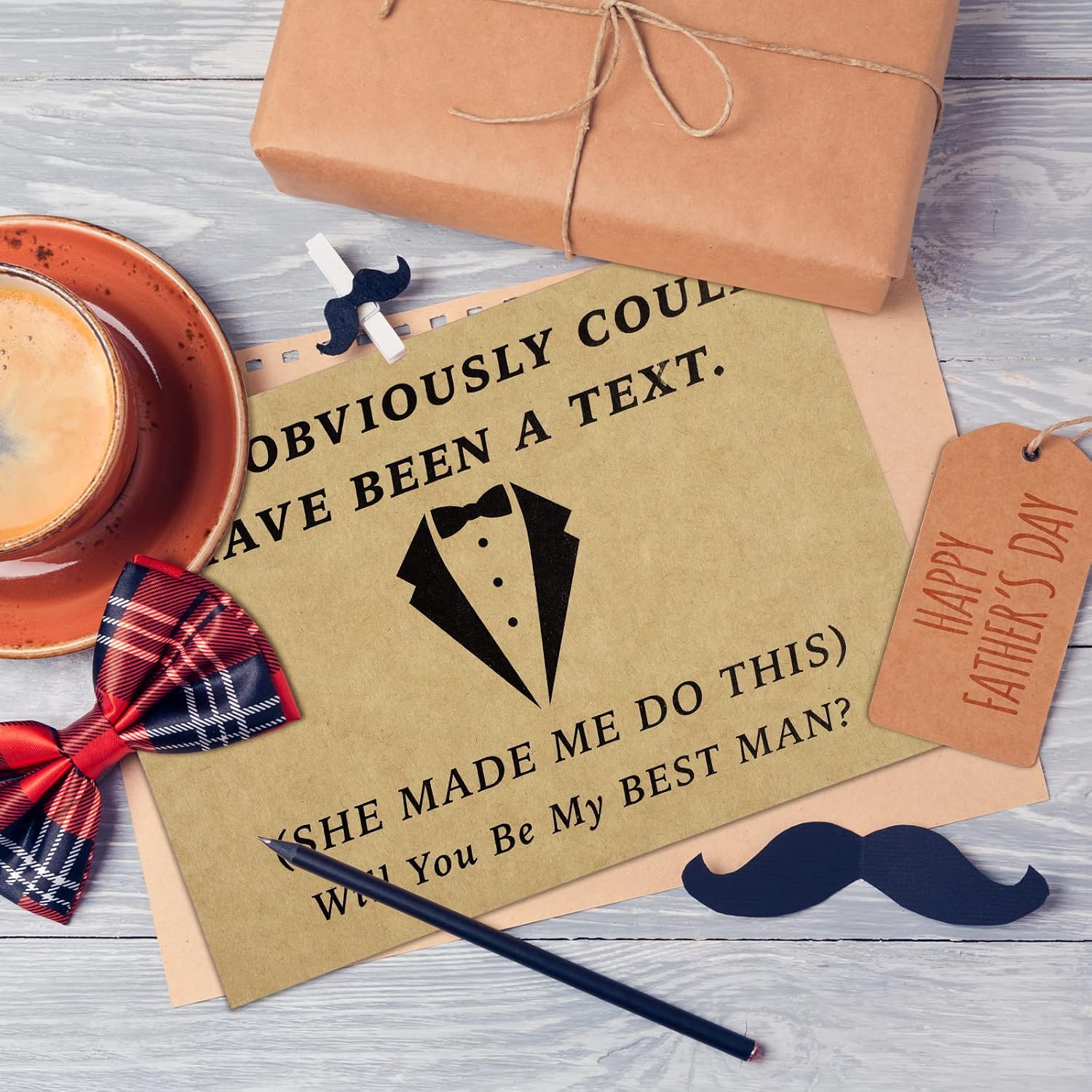 Teling 8 Pieces Groomsmen Proposal Gift Proposal Cards 7 Pieces Will You Be My Groomsman Funny Cards and 1 Will You Be My Best Man Card for Wedding Party Supplies(Khaki Background)