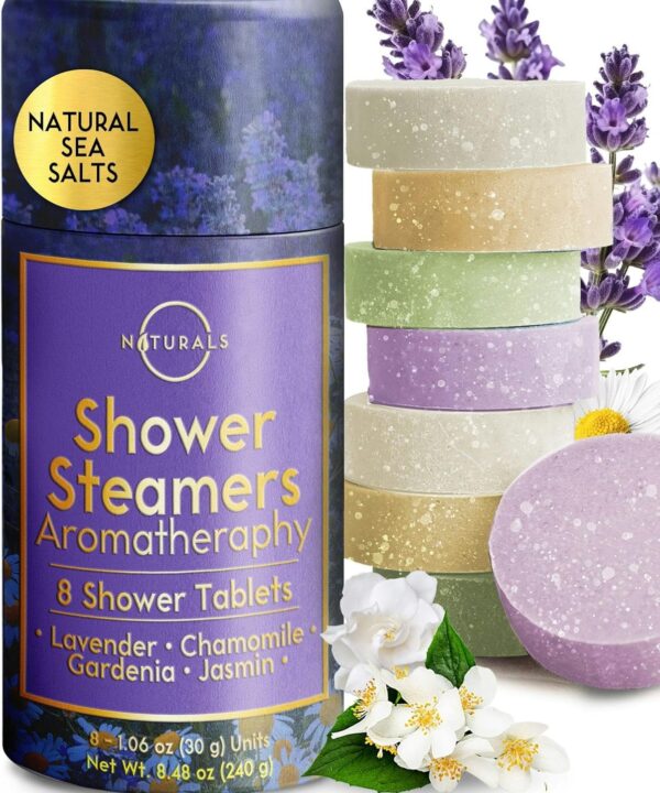 Shower Steamers Aromatherapy - Birthday Gifts for Women and Men - Shower Bombs Aromatherapy, Spa Day Essentials, Relaxation Spa Gifts - Self Care Stocking Stuffers (Lavender 8 Count)