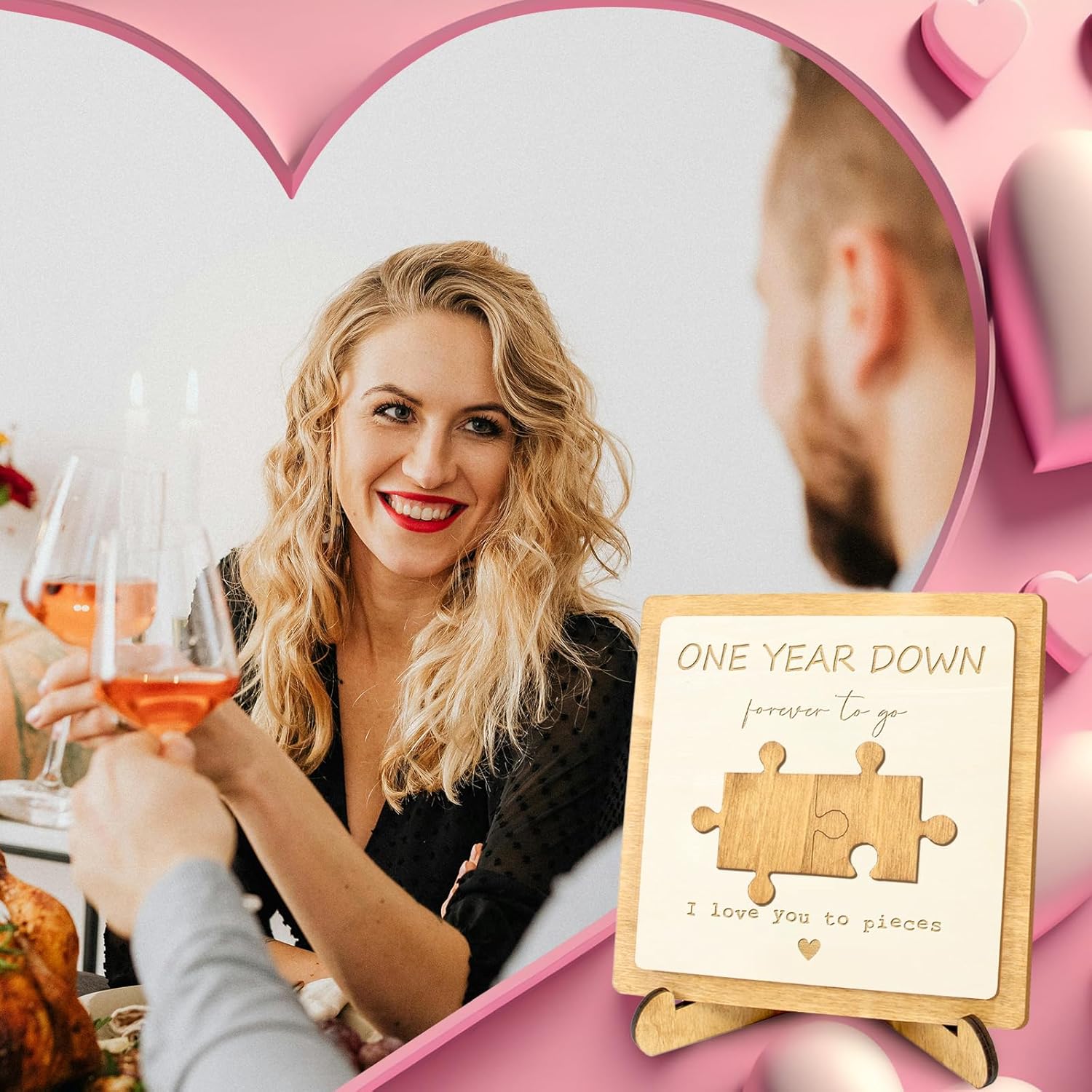 1 Year Anniversary Unique Gift for Couples | Rustic Wooden Keepsake Plaque for Home Decor | 1st Anniversary Paper Gifts for Him, Her, Boyfriend, Girlfriend, Husband, Wife on Valentines Day.