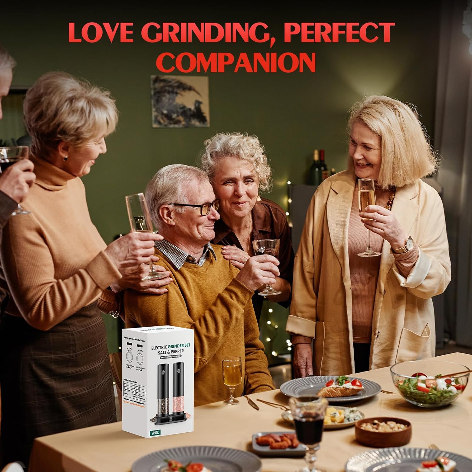 Electric Salt and Pepper Grinder Set Automatic Battery Pepper Mill Shakers Adjustable Coarseness Upgraded Larger Capacity with Led Home and Kitchen Appliances Birthday Gifts for Women