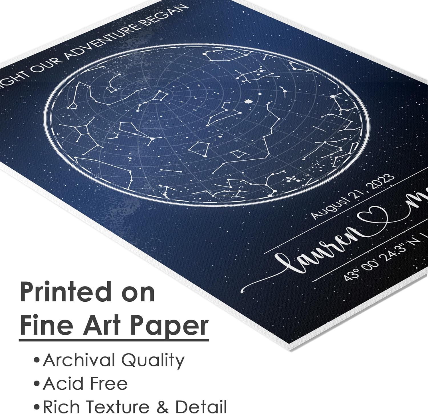 Custom Star Map – Fully Personalized (Your Details, Size, Color, Framing) | Romantic Gifts for Her | Gifts for Husband | Paper Anniversary Art Print | Great Gift for Special Ocassions (e.g. Wedding, Valentines Day, Birthday, etc)