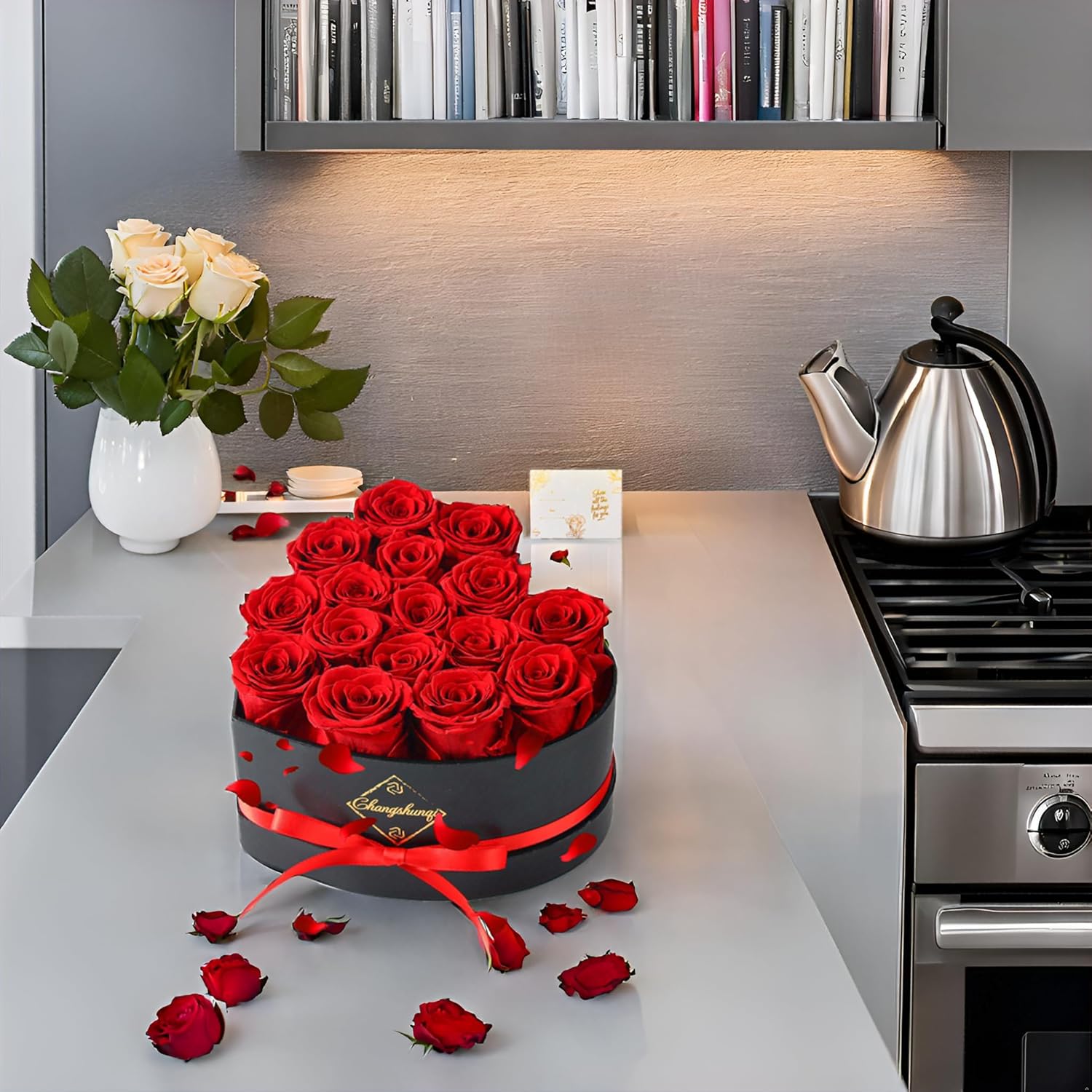 16 Flowers Forever Preserved Roses in Heart Box, Preserved Flowers for Delivery Birthday Gifts Women Anniversary Forever Flowers for Mothers Gift Real Rose Forever Gifts for Women Mom Wife