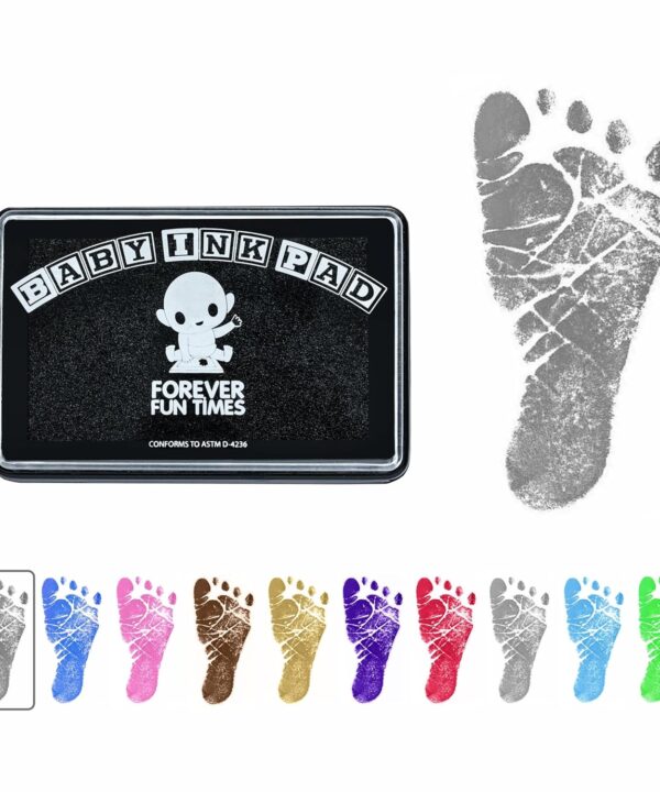Baby Hand and Footprint Kit by Forever Fun Times | Get Hundreds of Detailed Prints with One Baby Safe Ink Pad | Easy to Clean, and Works with Any Paper or Card | Clean and Safe (Small Black)