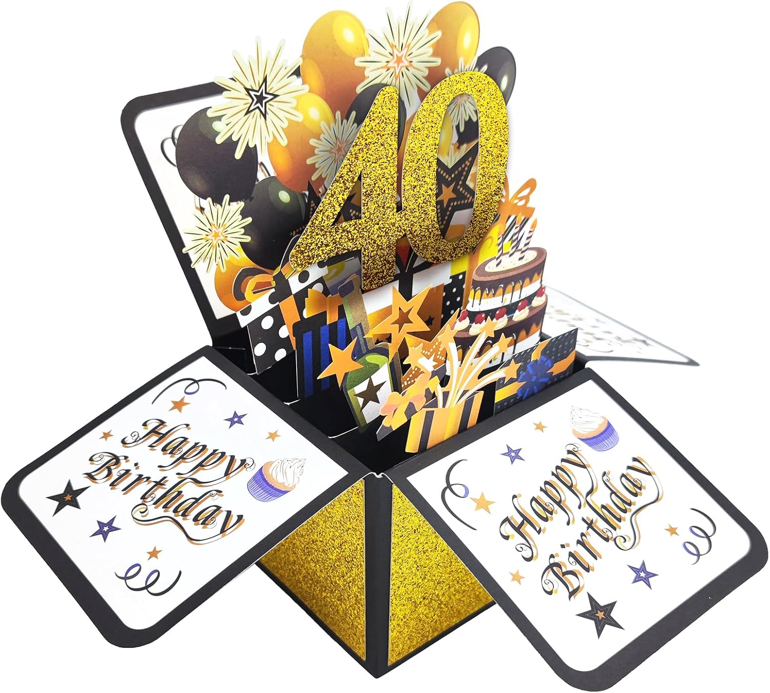 Asmallgf Happy 40th Birthday Pop-up Card for Mom Dad, Cool Splendid Forty Bday 3D Greeting Card for Husband Wife, Best 40 Year Old Birthday Gift Ideas for Men Women