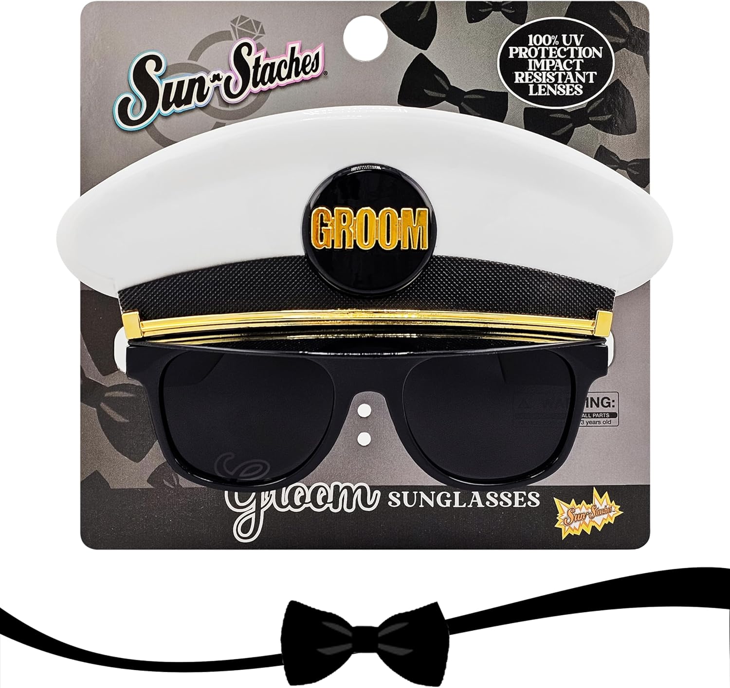 Sun-Staches Bride or Groom Wedding Sunglasses | Honeymoon, Shower, Bachelor Party | UV400 | One Size Fits Most